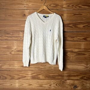 Ralph Lauren women’s  Cream Cable-Knit V-Neck Sweater